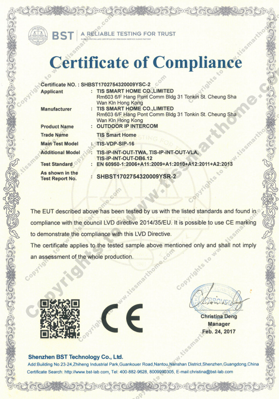 Проверка соответствия нормам сертификации - TIS